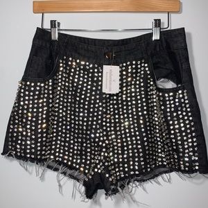 Hot Studded Rhinestone Jean Shorts NEW